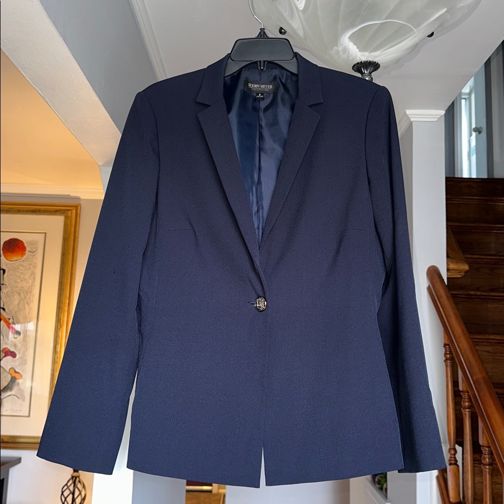 🎤 John Meyer Collection Dark Navy Single-Button Women's Blazer Sz 8
